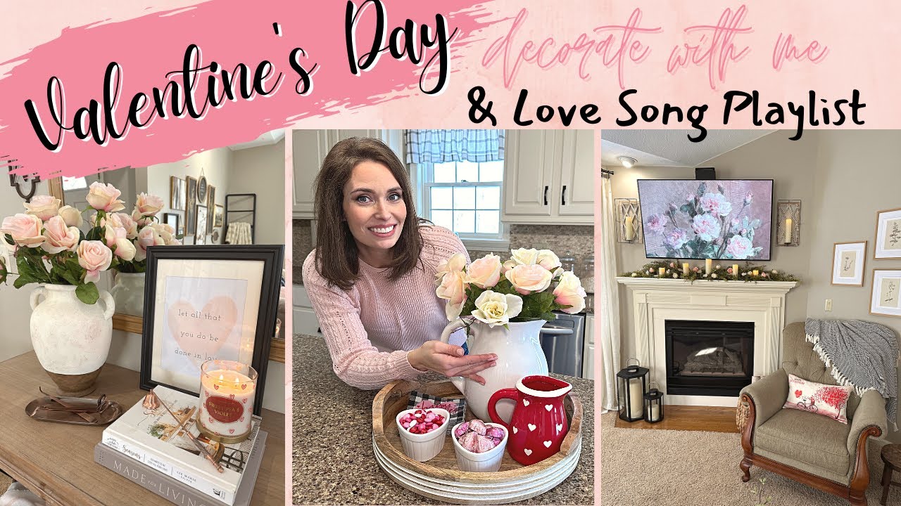 RELAXING (No Talking) VALENTINE'S DAY DECORATE WITH ME | YOUTUBE LOVE SONG PLAYLIST