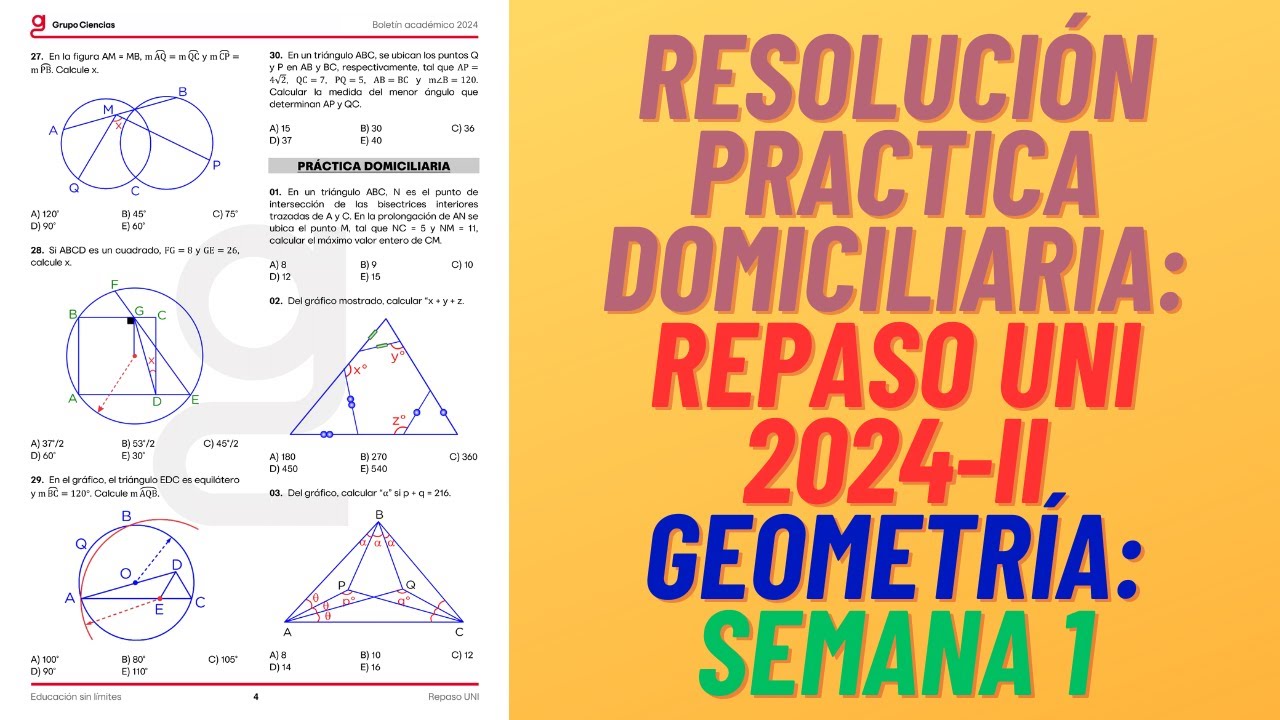 REPASO UNI 2024 II - GRUPO CIENCIAS - GEOMETRÍA - Practica Domiciliaria: Semana 1