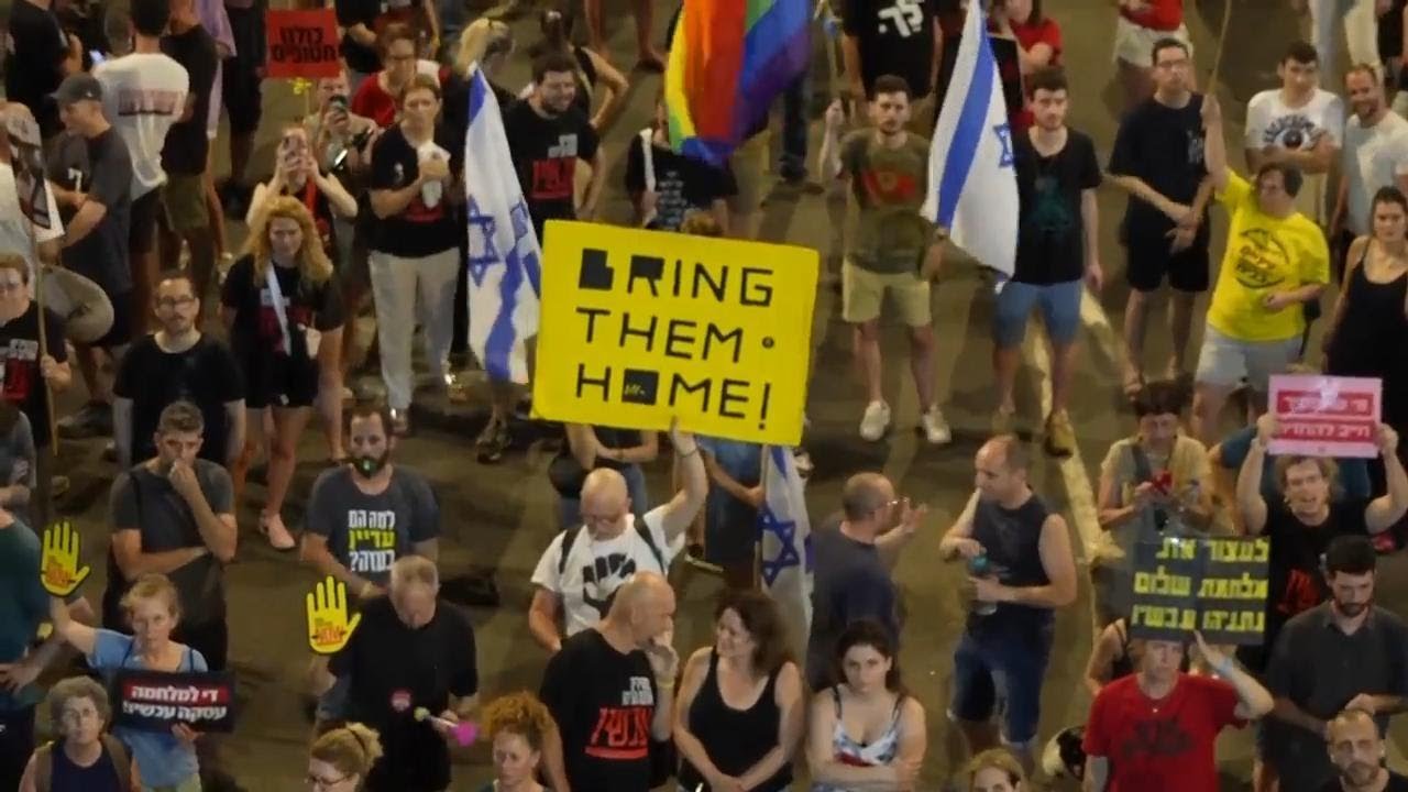 Israelis protest against the Netanyahu government in Tel Aviv