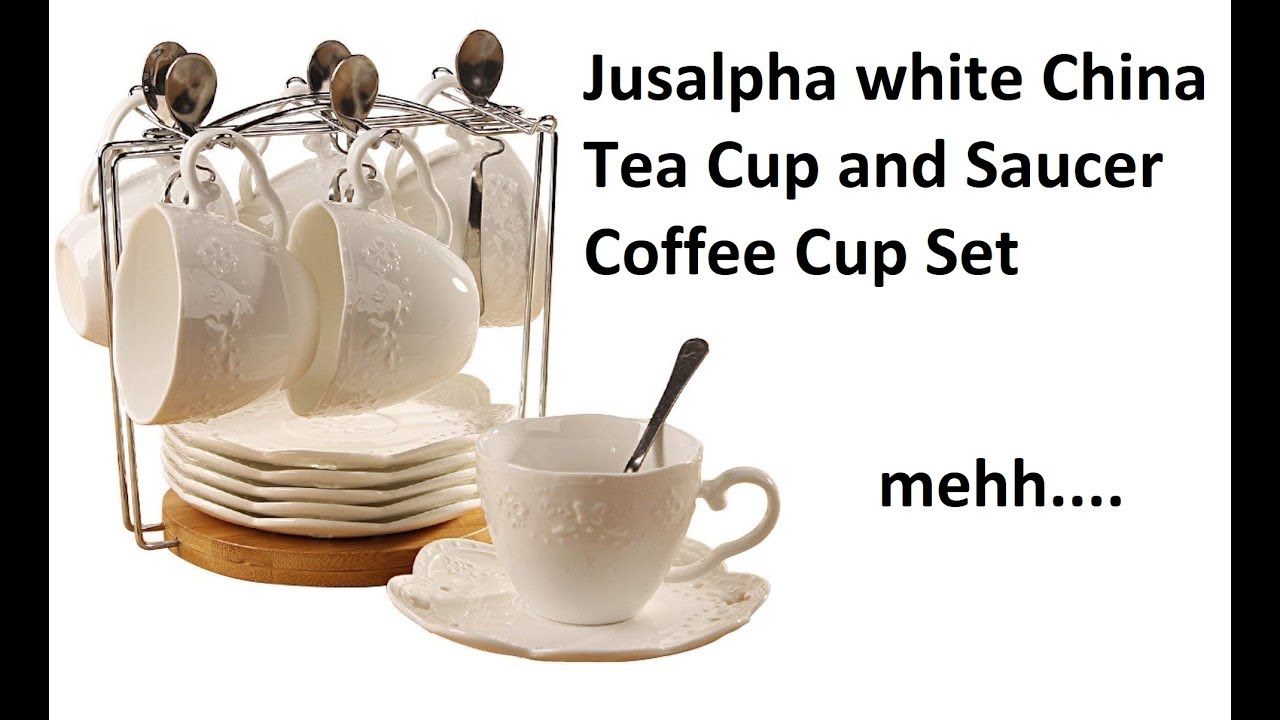 Review Jusalpha white China Tea Cup and Saucer Coffee Cup Set