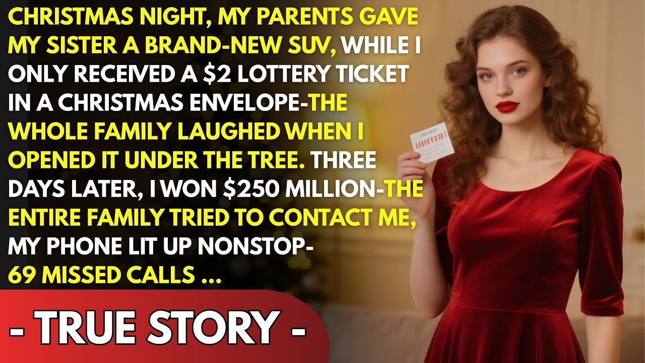 ON CHRISTMAS NIGHT, MY PARENTS GAVE MY SISTER A BRAND NEW SUV, I GOT A $2 LOTTERY TICKET—I WON $250M