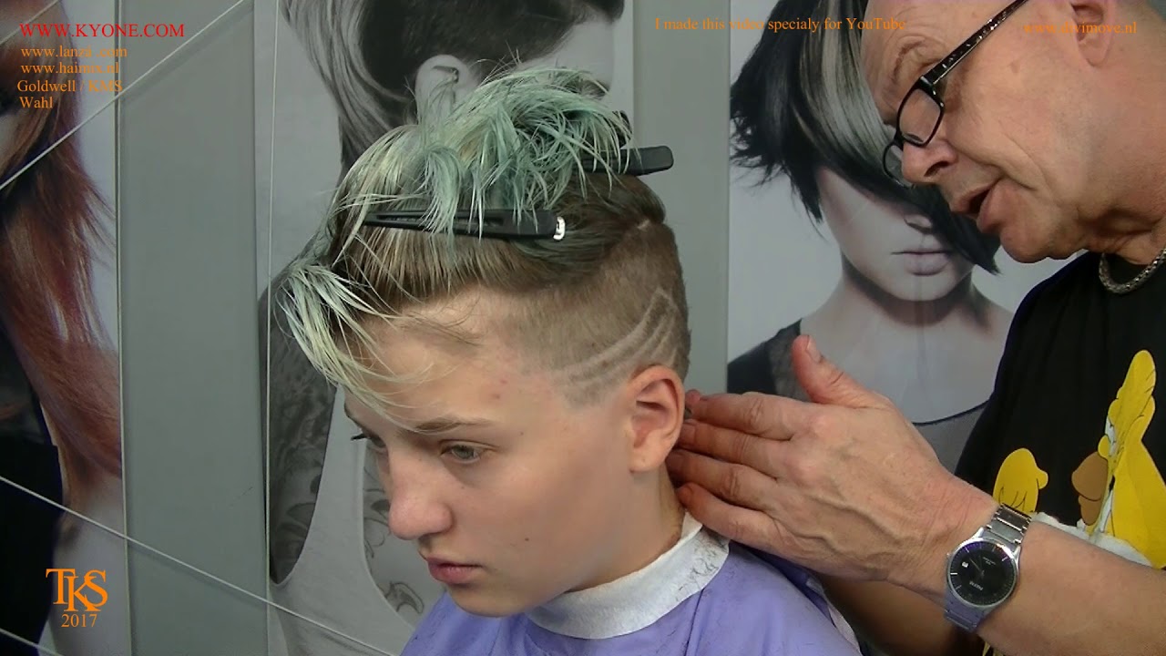 Clipper short Pixie hairstyle with tattoo in autumn color! Emma's tutorial by TKS
