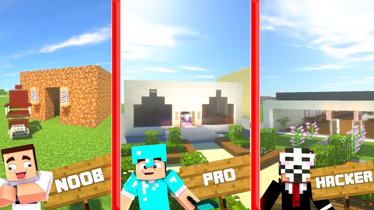 *CONSTRUIMOS UNA PELUQUERIA PARA CALVOS* NOOB vs PRO vs HACKER MINECRAFT