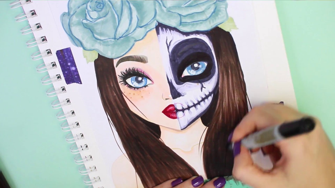 🎃 Halloween Topmodel malen | Malvideo | How to draw halloween make up || Foxy Draws