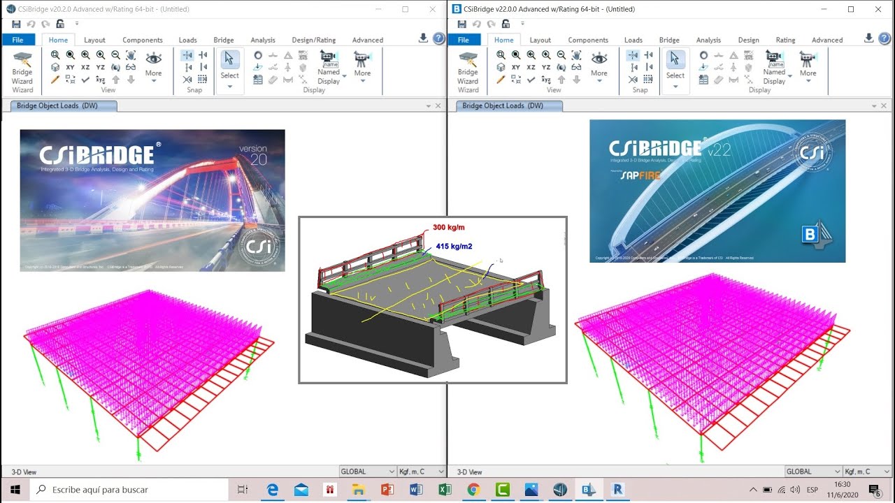 Comparación CSiBRIDGE V20 con CSiBRIDGE V22 (Aplicación de cargas en Puentes)