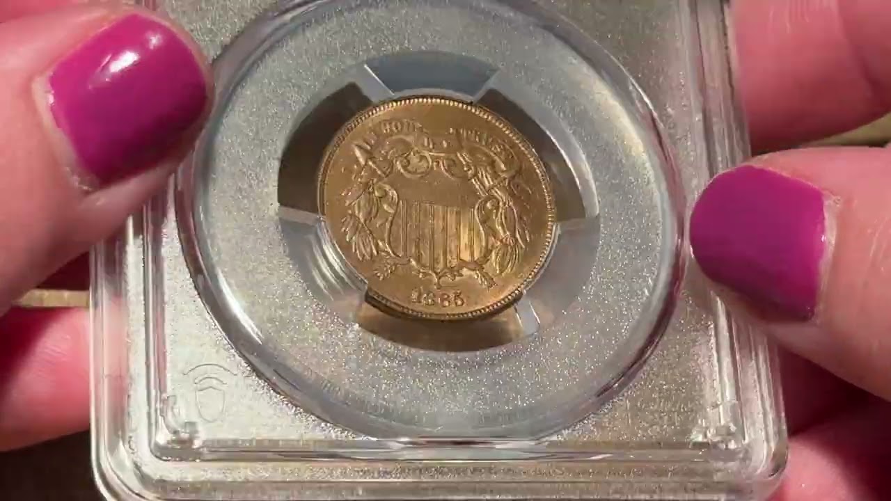 1865 Fancy 5 Two Cent Piece, PCGS MS64 BN