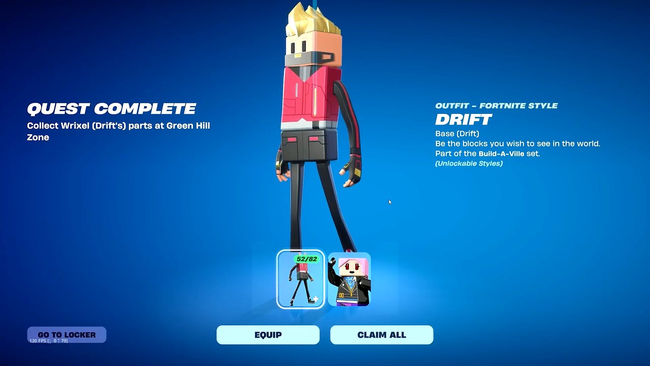 Collect Wrixel (Drift's) parts at Green Hill Zone Fortnite