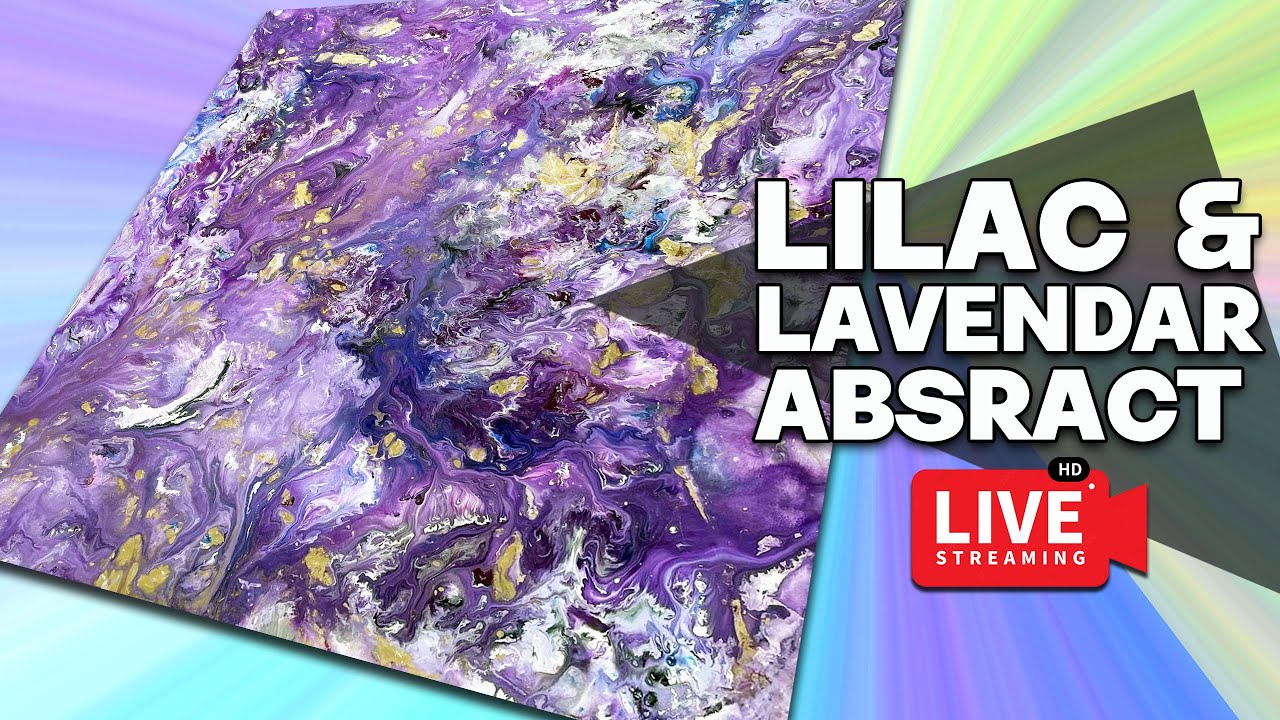 Big LILAC and PURPLE abstract painting - created LIVE on air!!