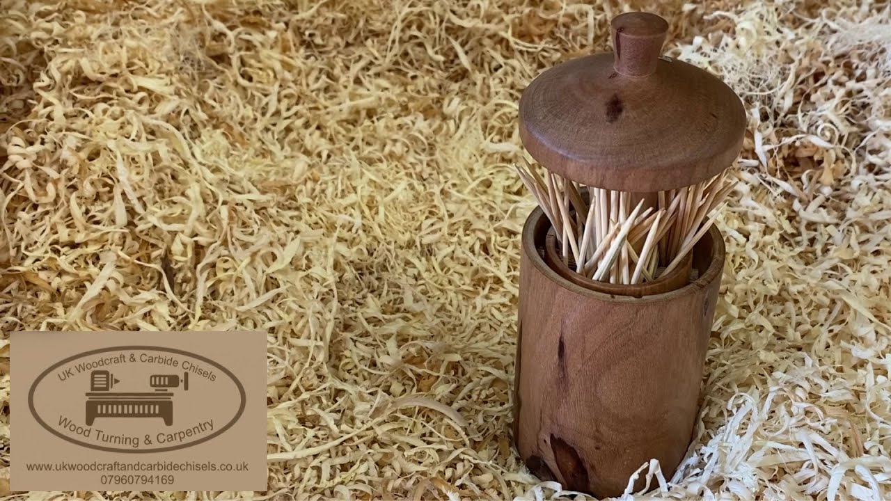 Woodturning a toothpick holder. Using a variety of tools. Part 3