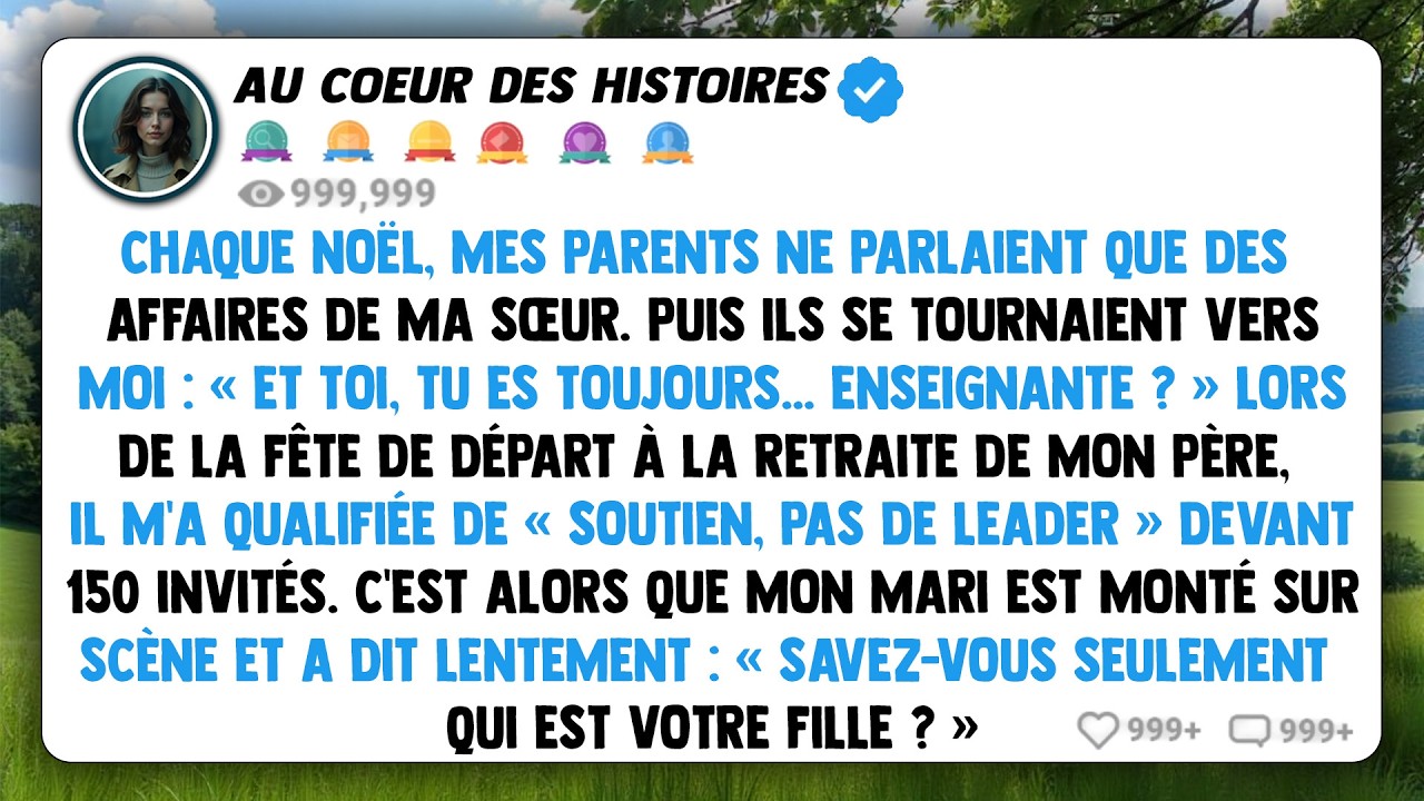 Chaque noël, mes parents ne parlaient que des affaires de ma sœur. Puis ils se tournaient vers moi