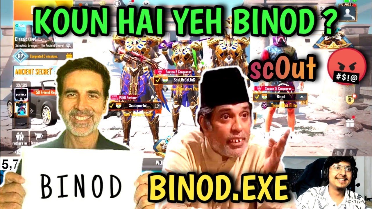 #Binod.exe | Mortal makes fun of Binod | Scout new name Binod | Binod in Pubg Mobile fun Gameplay.
