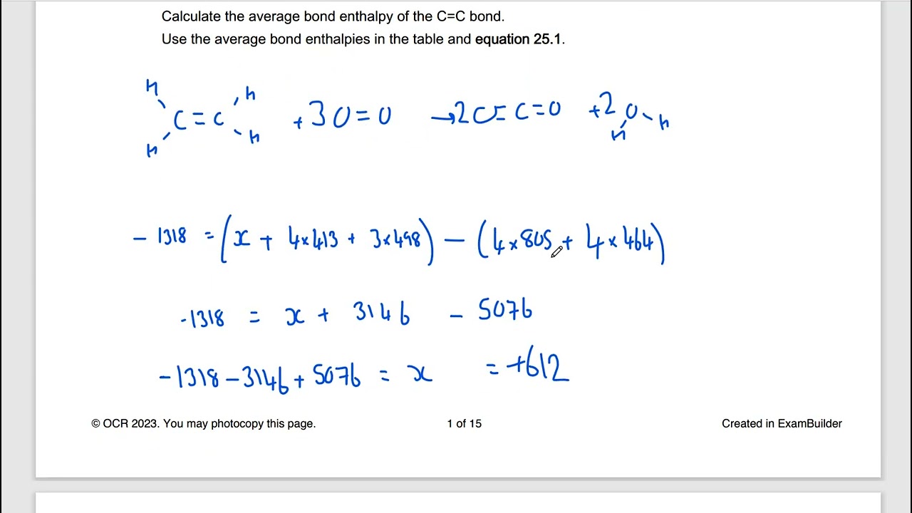 Bond Enthalpy Exam Technique