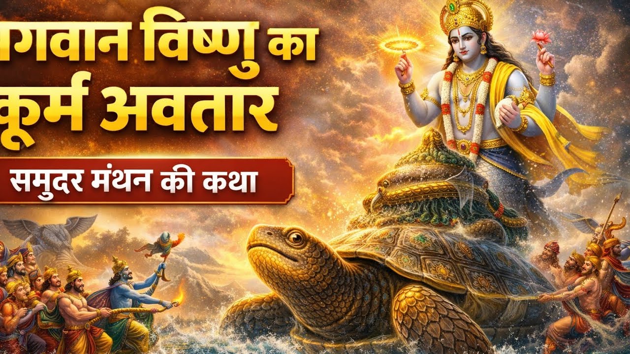 भगवान विष्णु का कूर्म अवतार | समुद्र मंथन की पूरी कथा | Kurma Avatar Story in Hindi @PuranX_Official