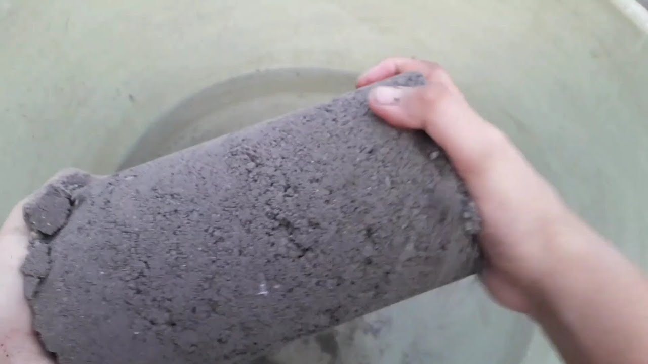 Reuse sand Cement biggest cylinders crumbling in lots of water+paste play mouthwatering 💦🤤🔥