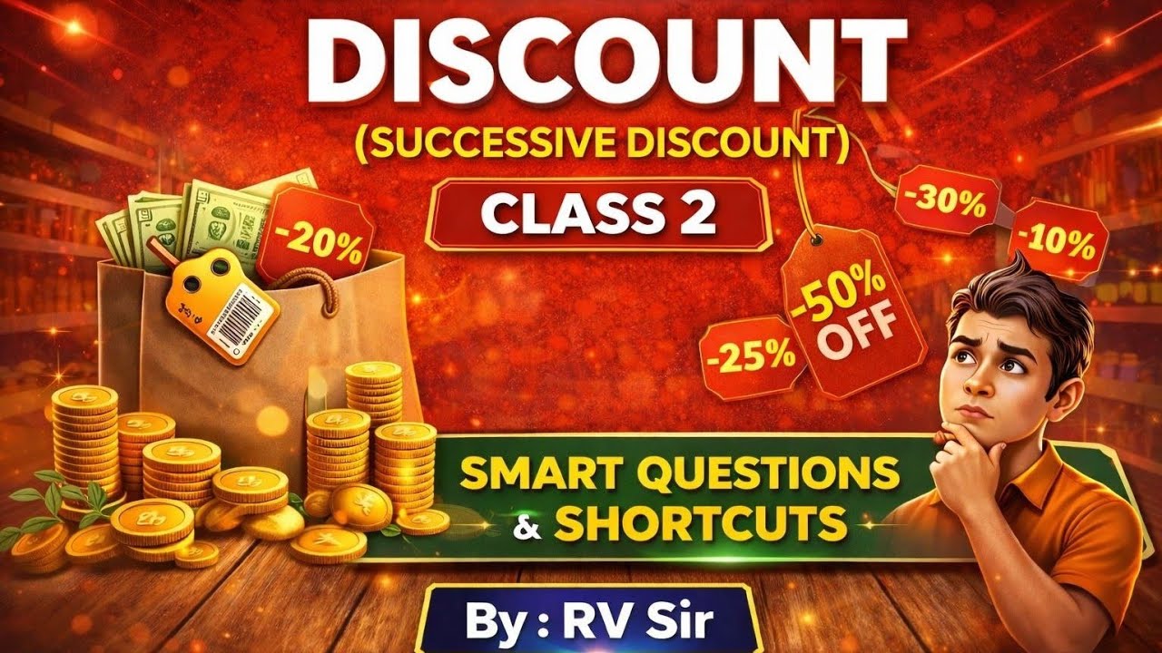 Discount (Successive Discount) Class 2 |Competitive Exams Maths |Smart Tricks & Questions |By RV Sir