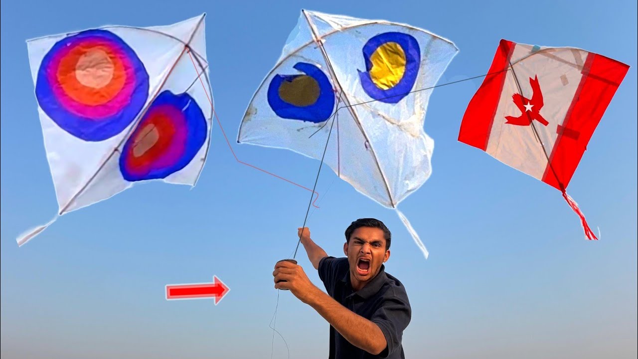 2 Big Eyes Plasticbag Pari Kite With Long Stick Gudda Catch 