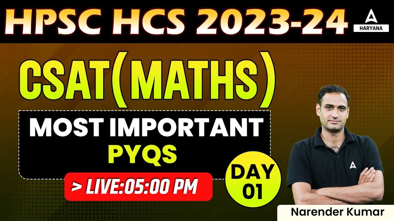 HPSC HCS 2023-24 | CSAT Math Class | Most Important Questions | By Narendra Sir | Haryana Adda247 #1