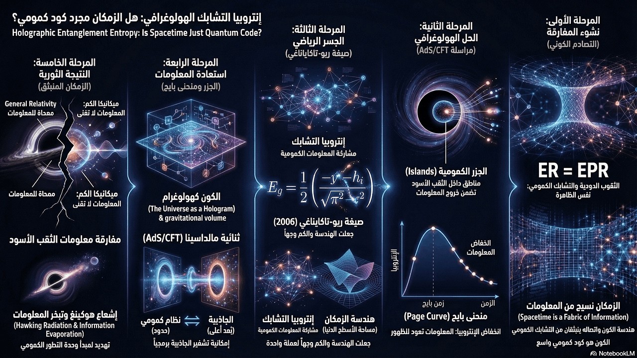 إنتروبيا التشابك الهولوغرافي: هل يخزن أفق الثقب الأسود المعلومات المفقودة فعلاً؟! 😱🌌