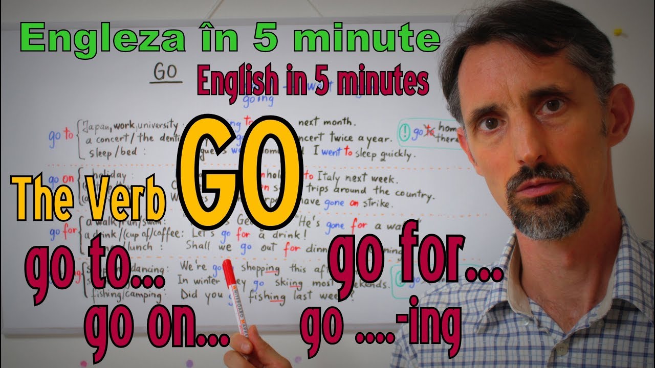 Lectii de Engleza - The Verb GO (GO TO, GO ON, GO FOR) - English Lessons