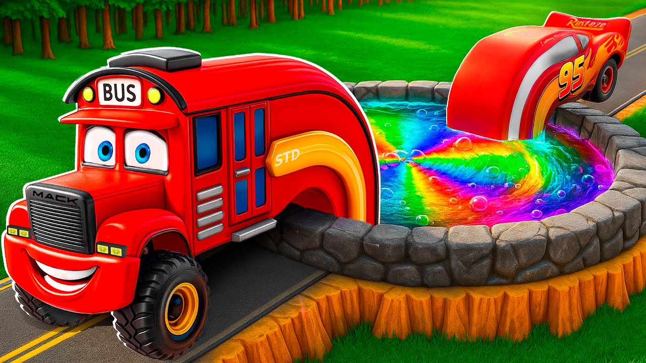 Rainbow Pit Transformation! Lightning McQueen & Mater Grow Big & Small | Pixar Cars BeamNG Drive