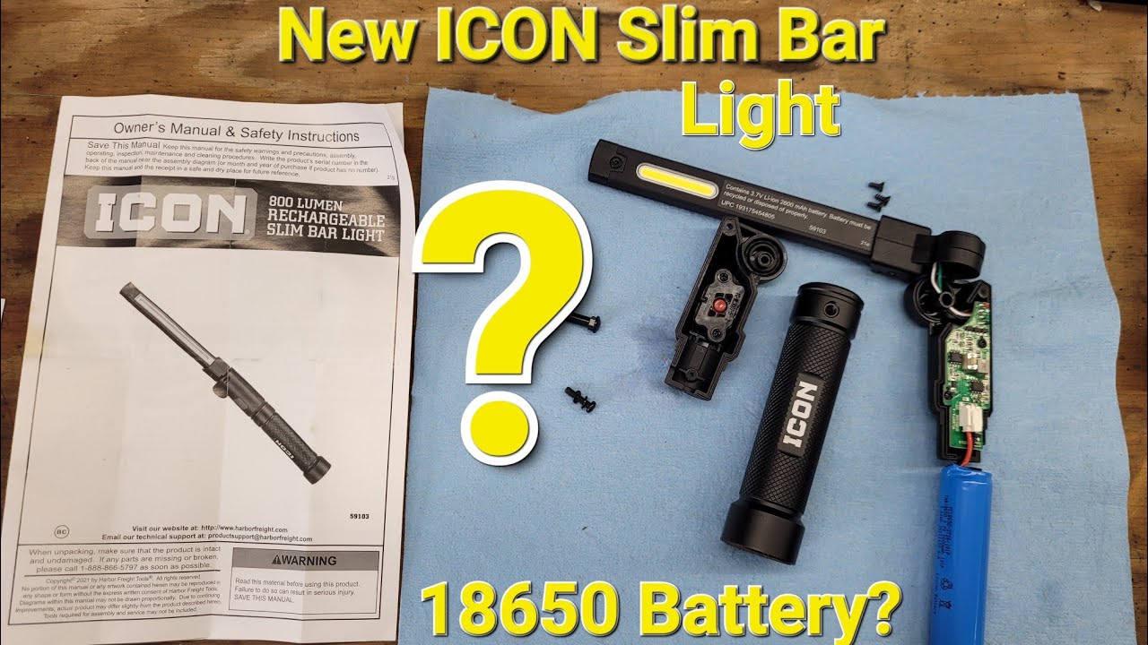 ICON Slim Bar Light Poor Battery Choice?  #harborfreight