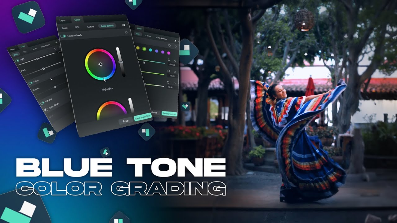 Amazing Blue Tone Color Grading with Filmora 12's New Color Wheel Feature