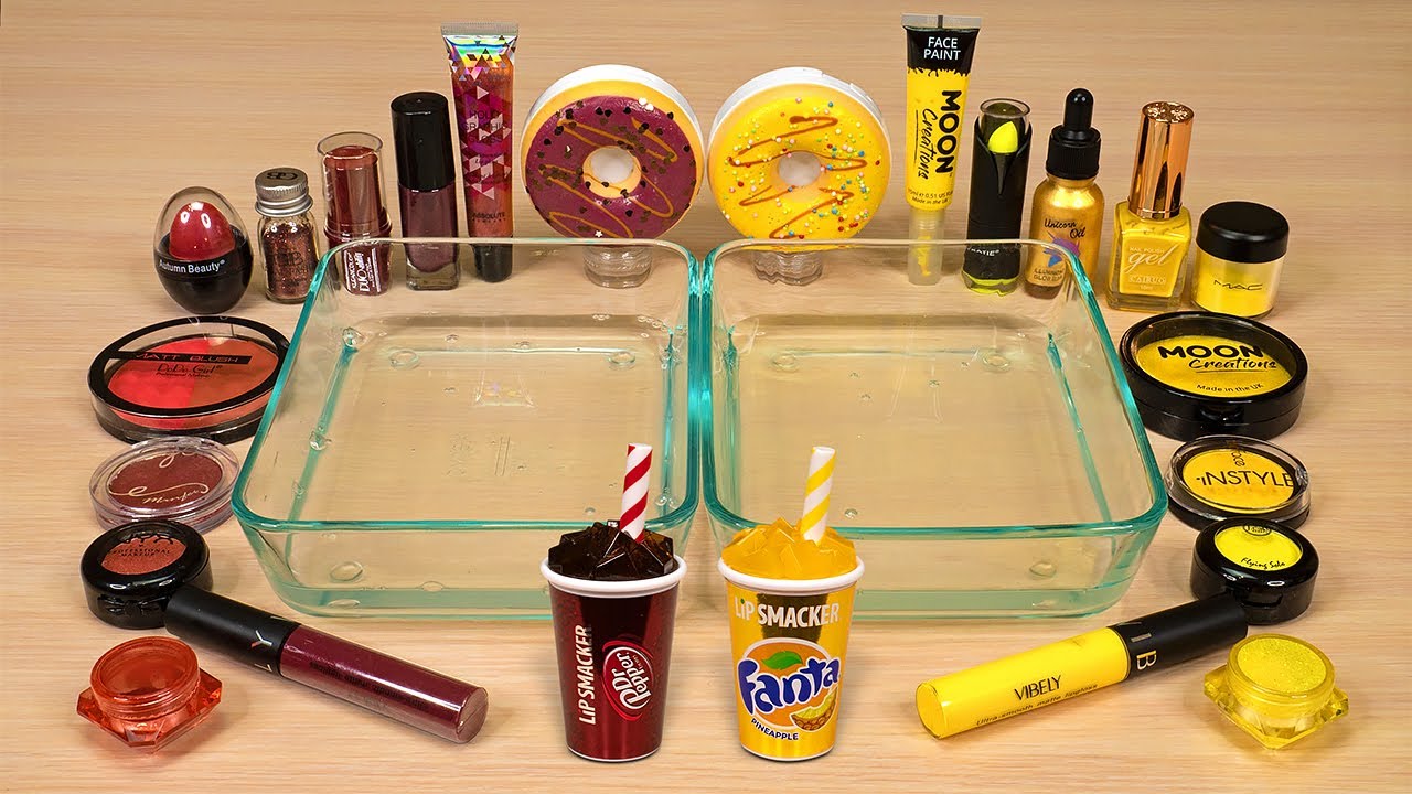DR PEPPER vs. FANTA ! Slime Coloring and Mixing with Makeup ! ASMR Satisfying Slime Video 145