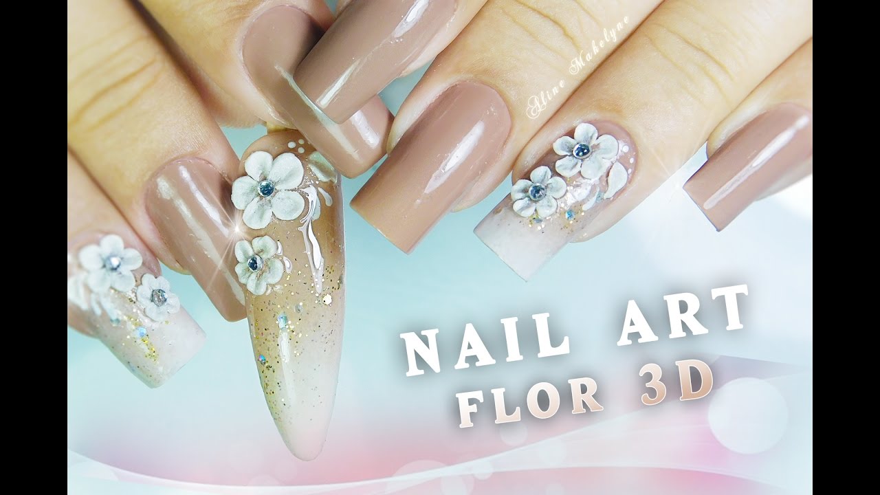 Decoração de Unhas em 3D fácil Passo a passo | Flower 3D Nail art | Aline Makelyne