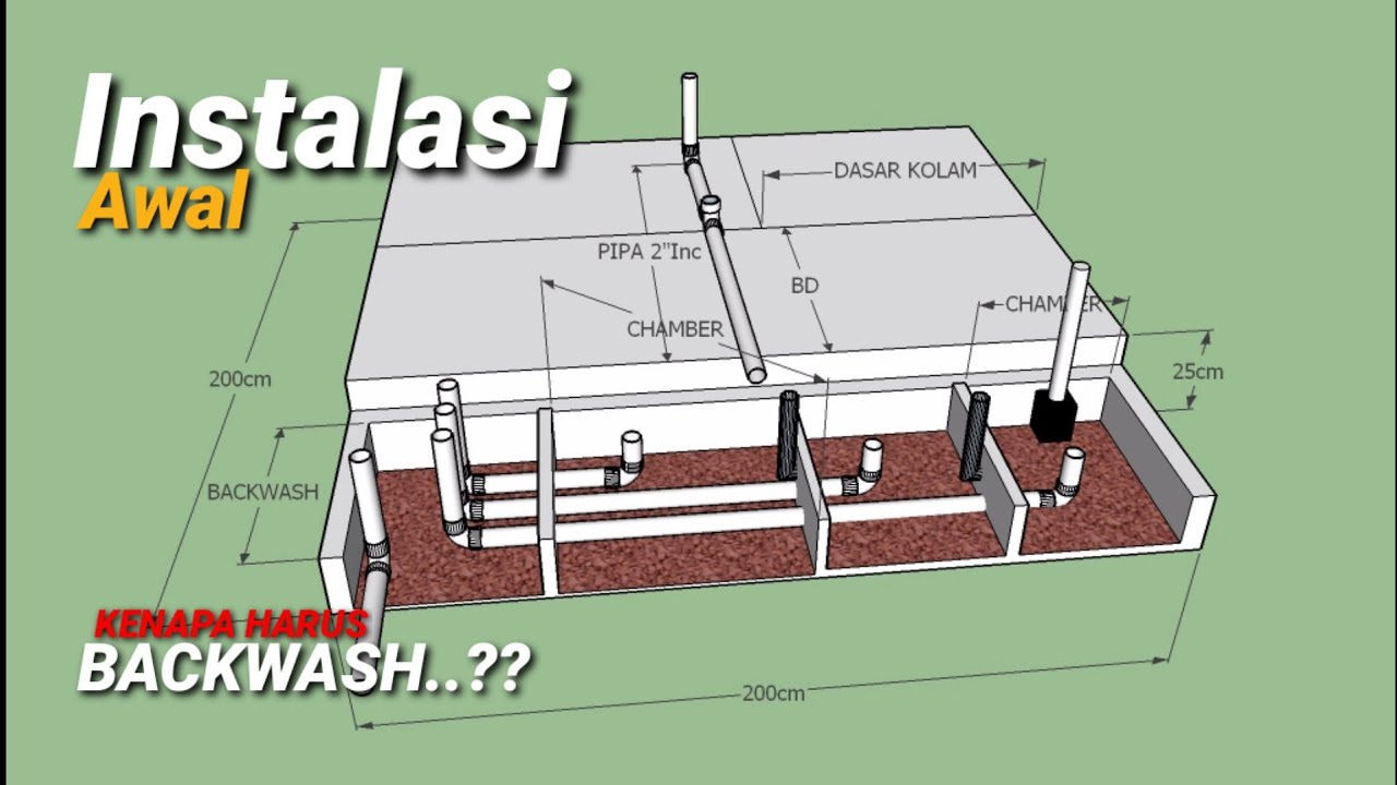 pemasangan pipa backwash sederhana untuk kolam