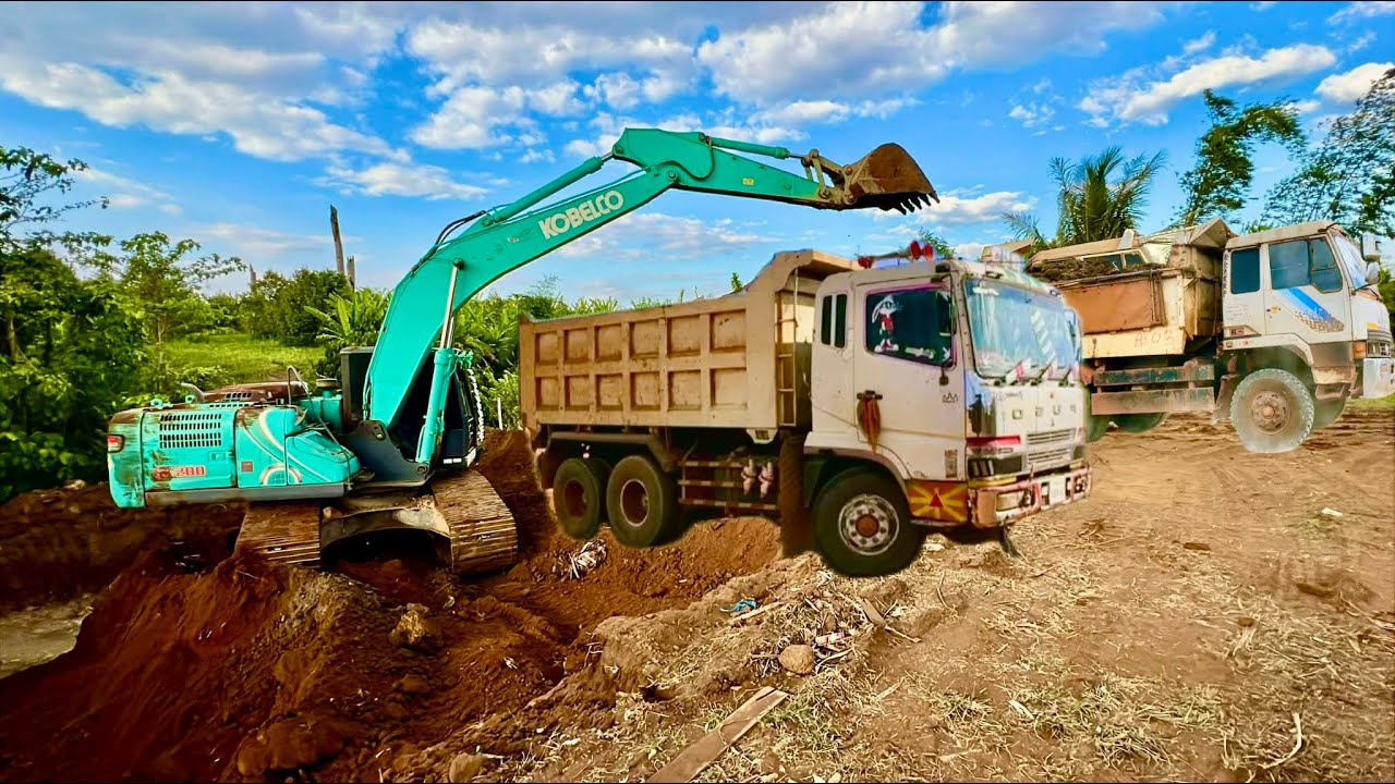 Today's earthmoving work uses only two trucks #trucks #excavator