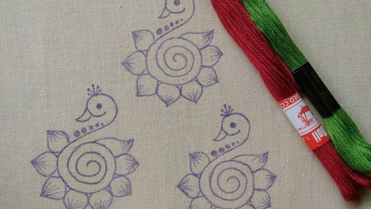 Peacock all over design for saree and kurthi and blouse || hand embroidery ||