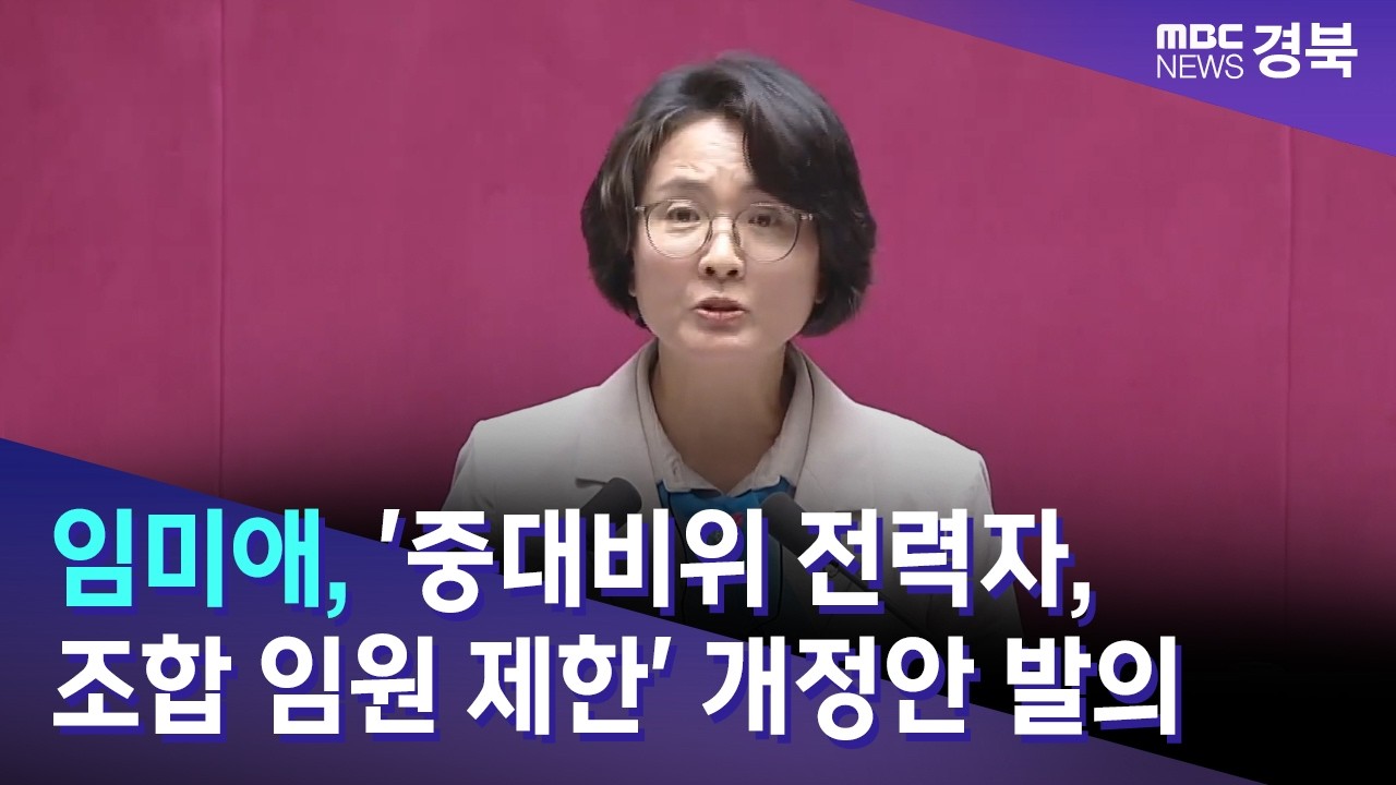 임미애, '중대비위 전력자, 조합 임원 제한' 개정안 발의 / 안동MBC
