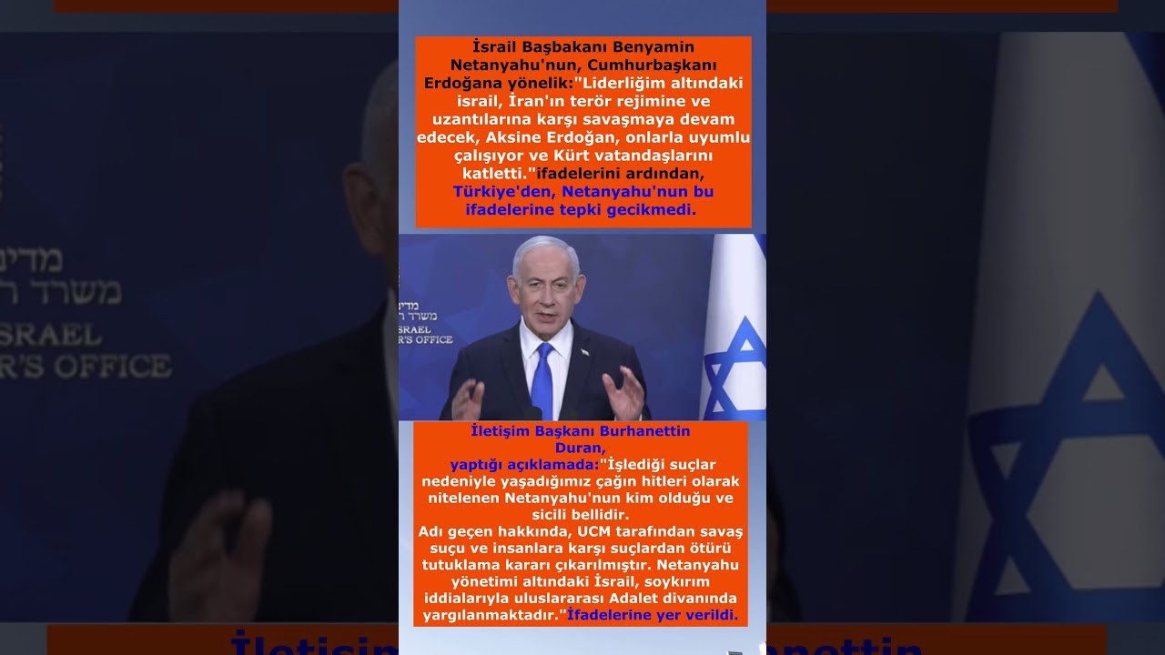 NETANYAHU'NUN, ERDOĞAN HAKKINDAKİ S&Ouml;ZLERİNE T&Uuml;RKİYE'DEN TEPKİ