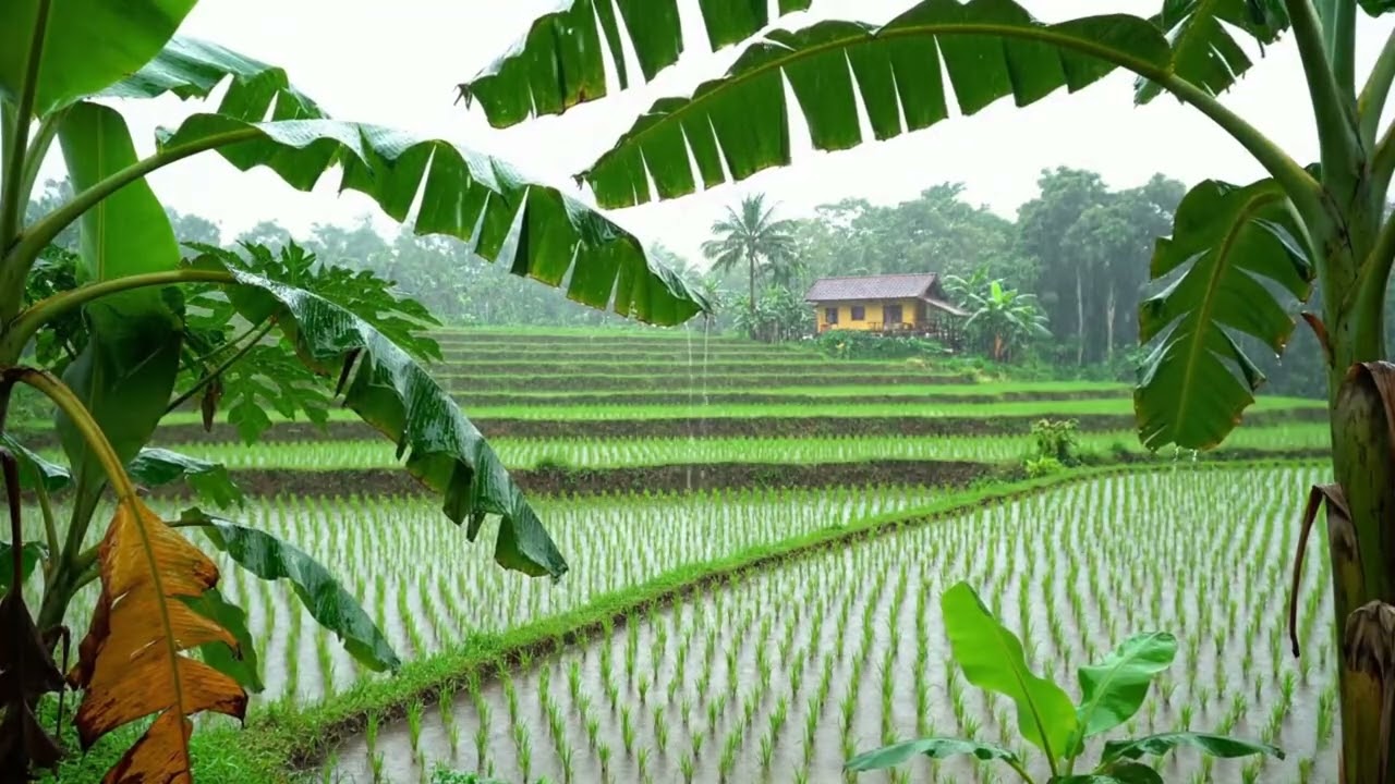 Tropical Rain in Rice Fields | ASMR Rain Sounds for Sleep, Relaxation & Study