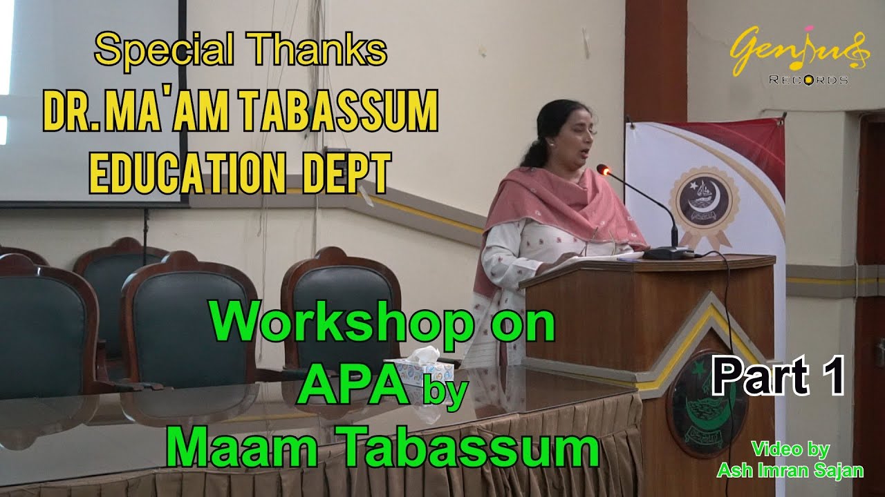 APA workshop by Maam Tabassum  || Karachi University || Education Dept