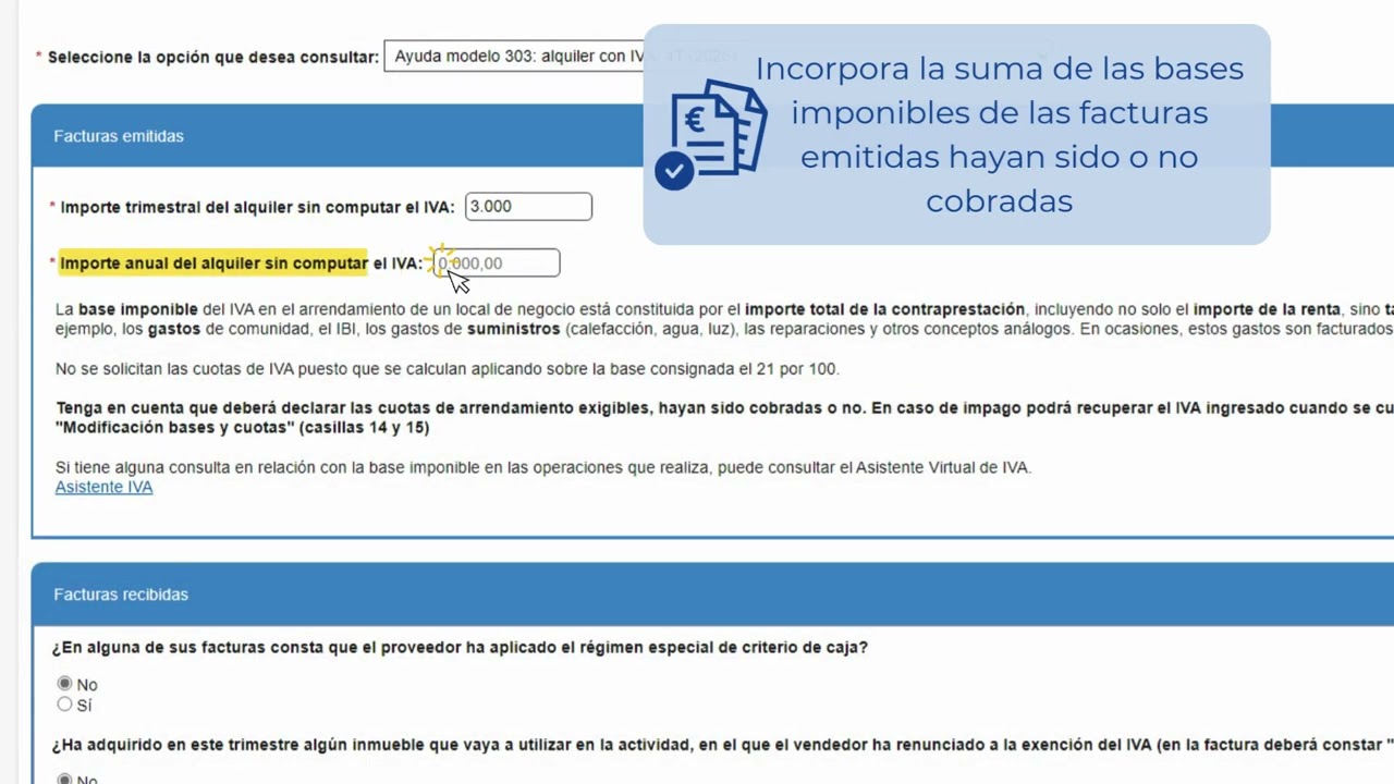 Ayuda para la confección del modelo 303 para arrendadores