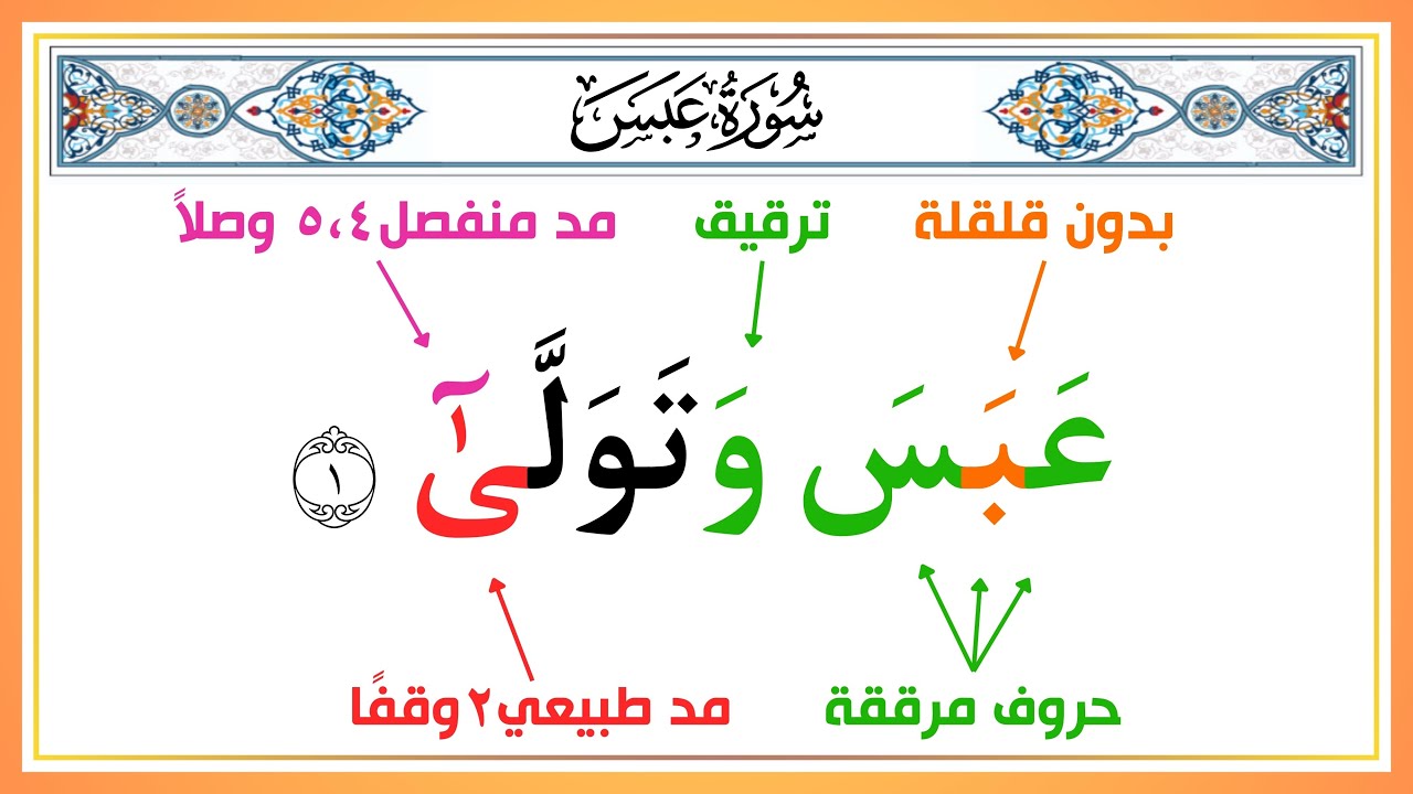 حلقة مختلفة : قراءة سورة عبس كاملة بأحكام التجويد | الطريقة الصحيحة لحفظ القرآن الكريم ✅
