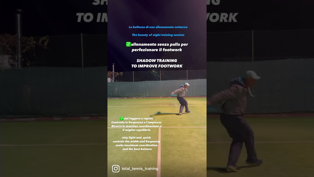 Short tennis lesson - SHADOW training & footwork - night tennis session #tenniscoach #tennislesson