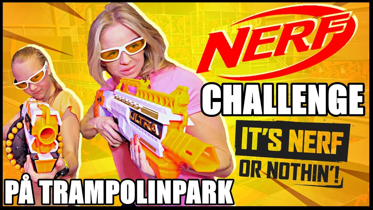 NERF CHALLENGE P&Aring; TRAMPOLINPARK *NINJATYRA VS GYMPAMILLA*