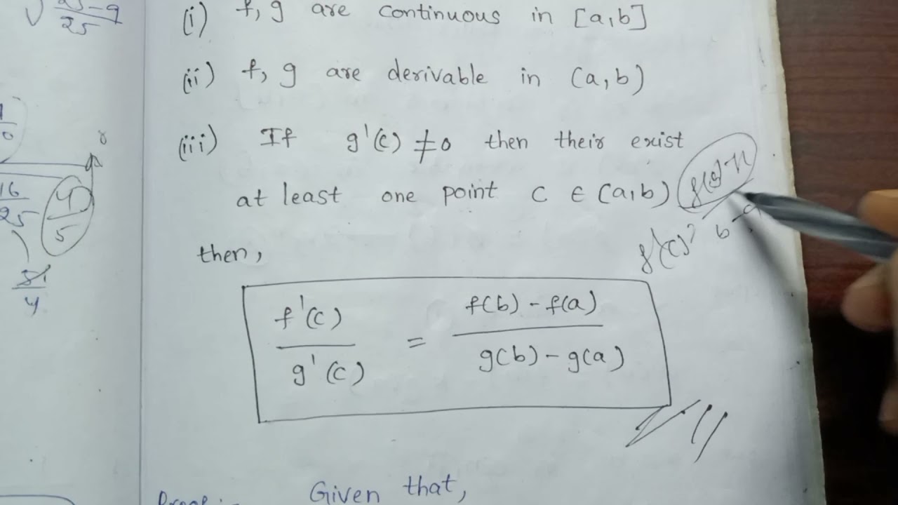Cauchy's Mean Value Theorem or Second Mean Value Theorem || Real Analysis ||