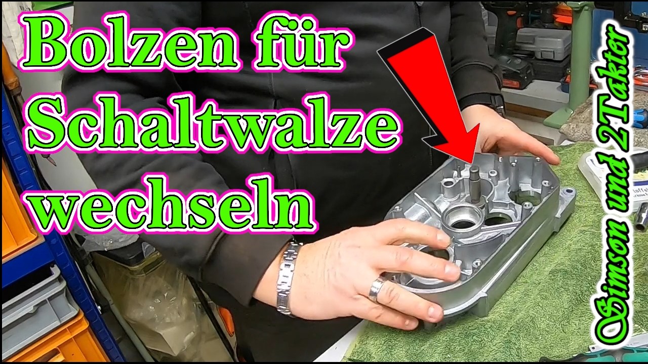 Simson S51 neues Gehäuse, Bolzen für Schaltwalze wechseln, neues Gehäuse vorbereiten Hydraulikpresse