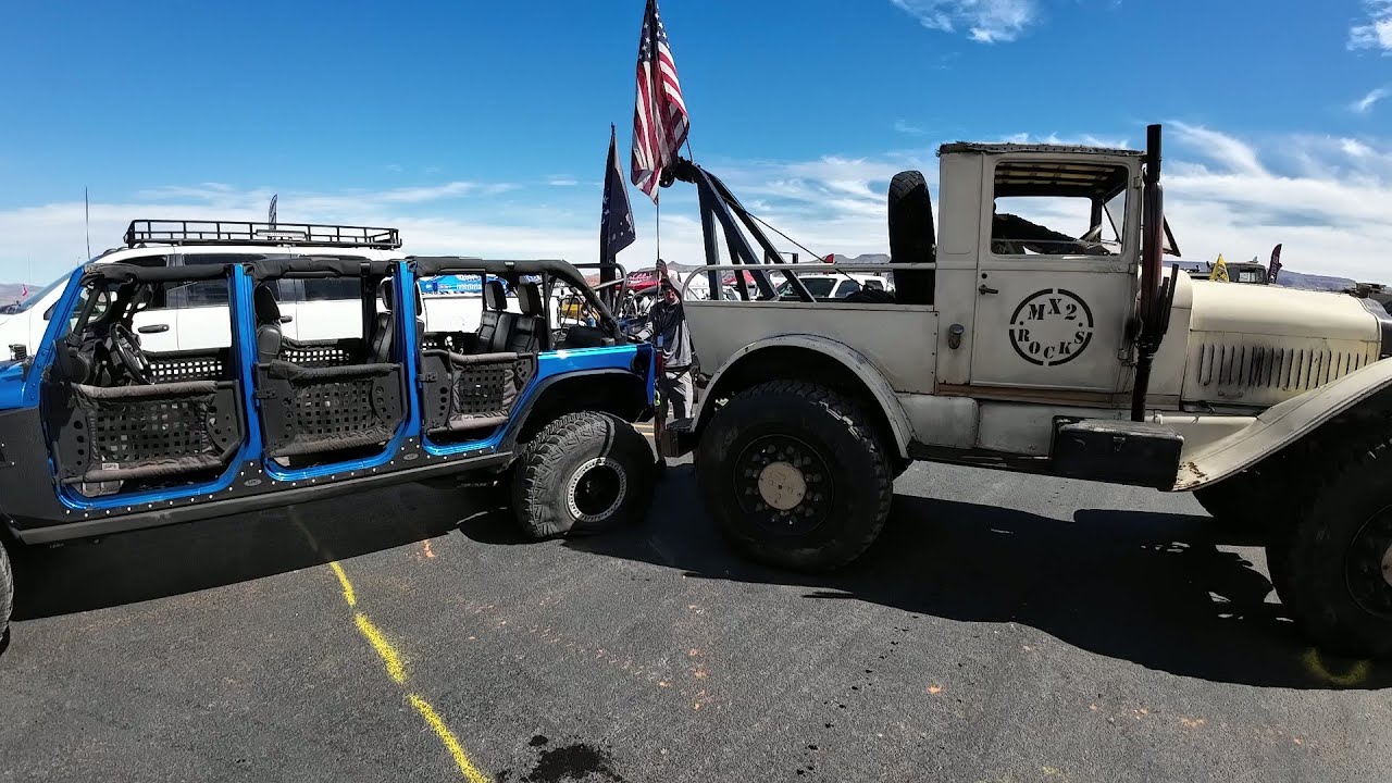 Changing a flat 40 inch beadlock tire on the Megalodon 6 Door Jeep at the Off-Road Wrecker Games