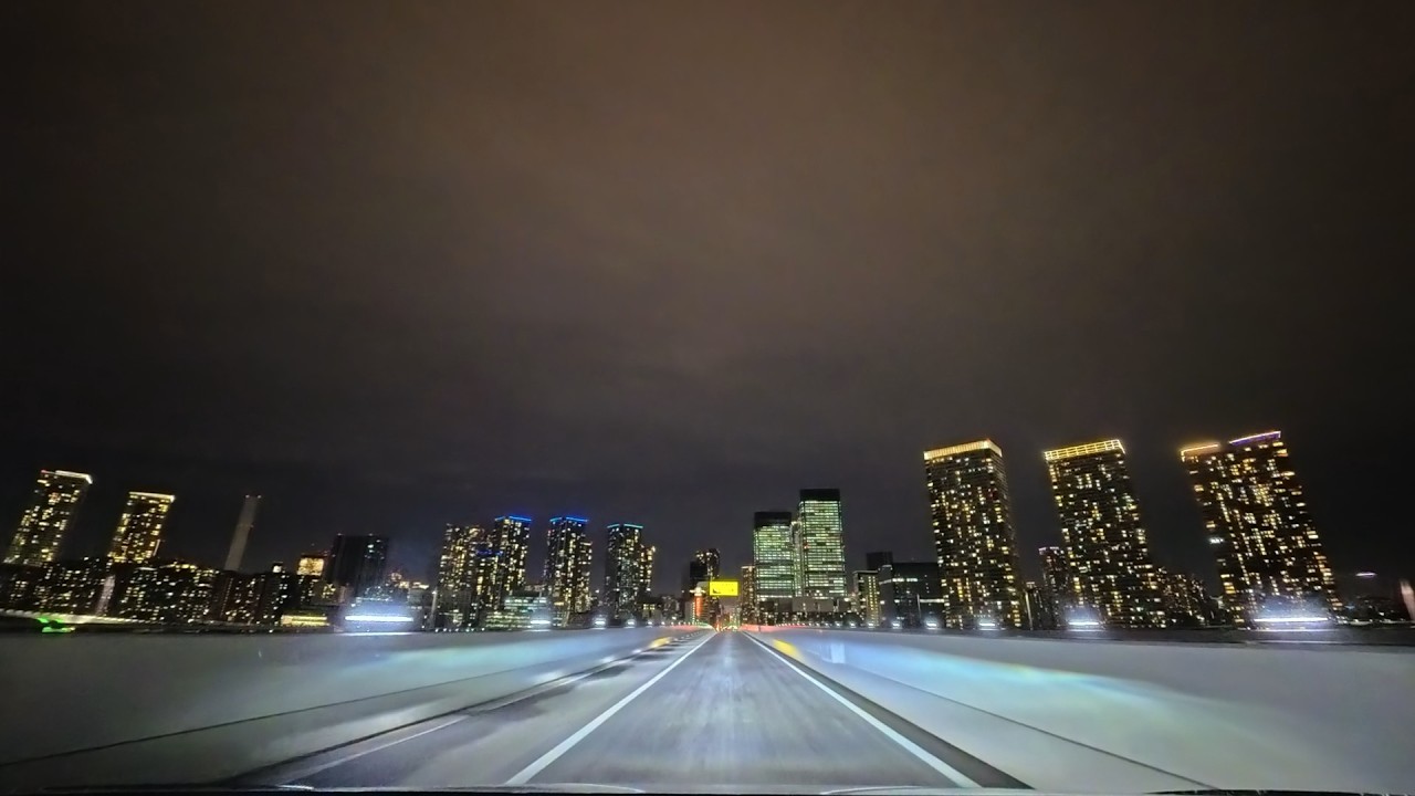 守谷SA 夜の常磐道上り C2 B湾岸線西へ 晴海出口 nightdrive dashcam expway speedx2.0