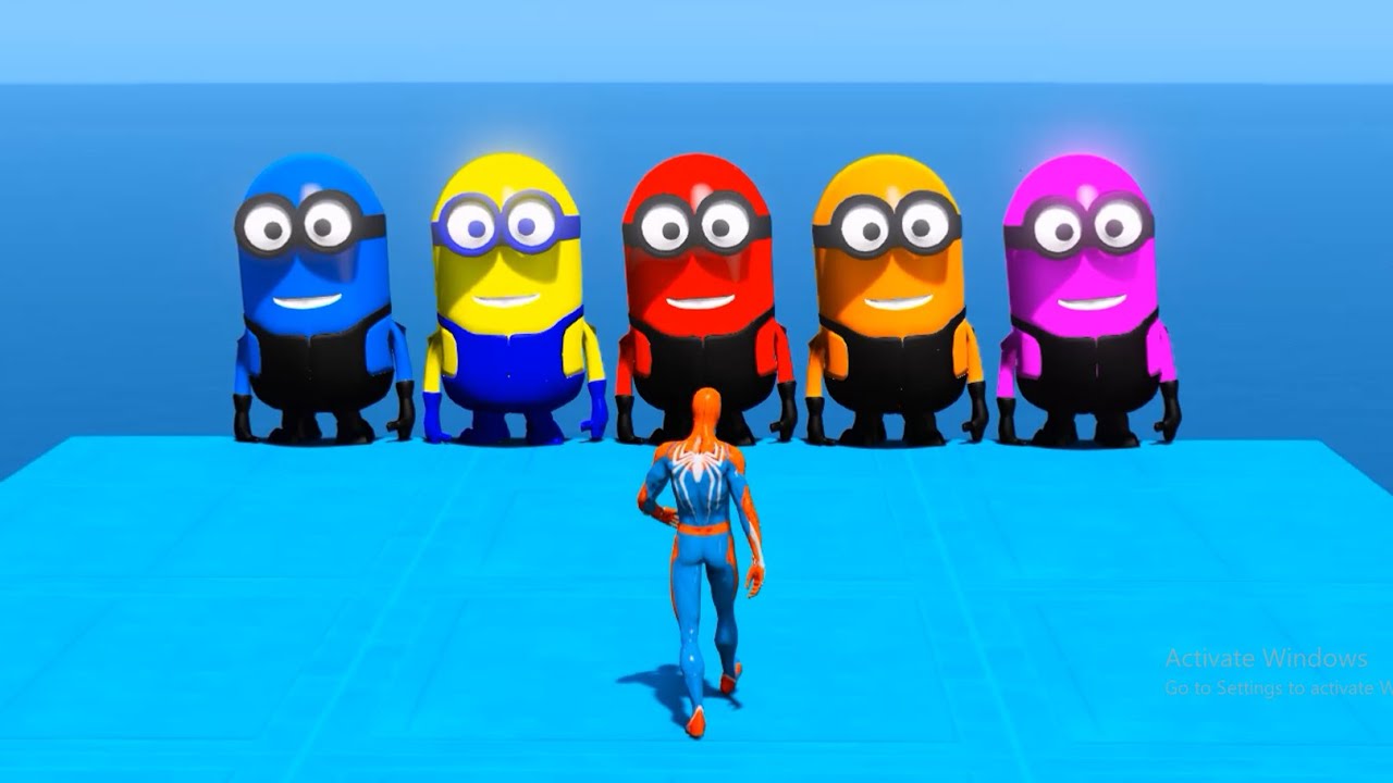GTA 5 Epic Ragdolls RED SPIDERMAN VS PINK MINION VS SPIDERMAN (Euphoria Physics & Funny Fails)