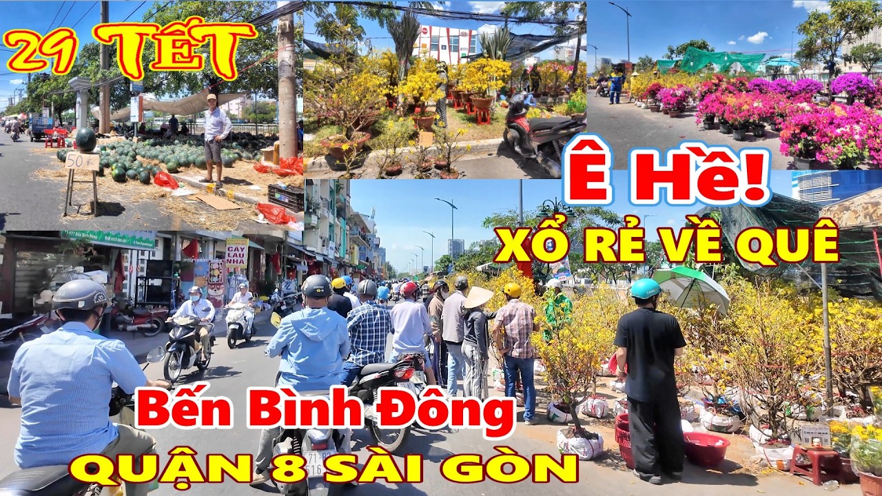 Ê HỀ XỔ RẺ Trưa 29 Tết Chợ Hoa BẾN BÌNH ĐÔNG Quận 8 Sài Gòn