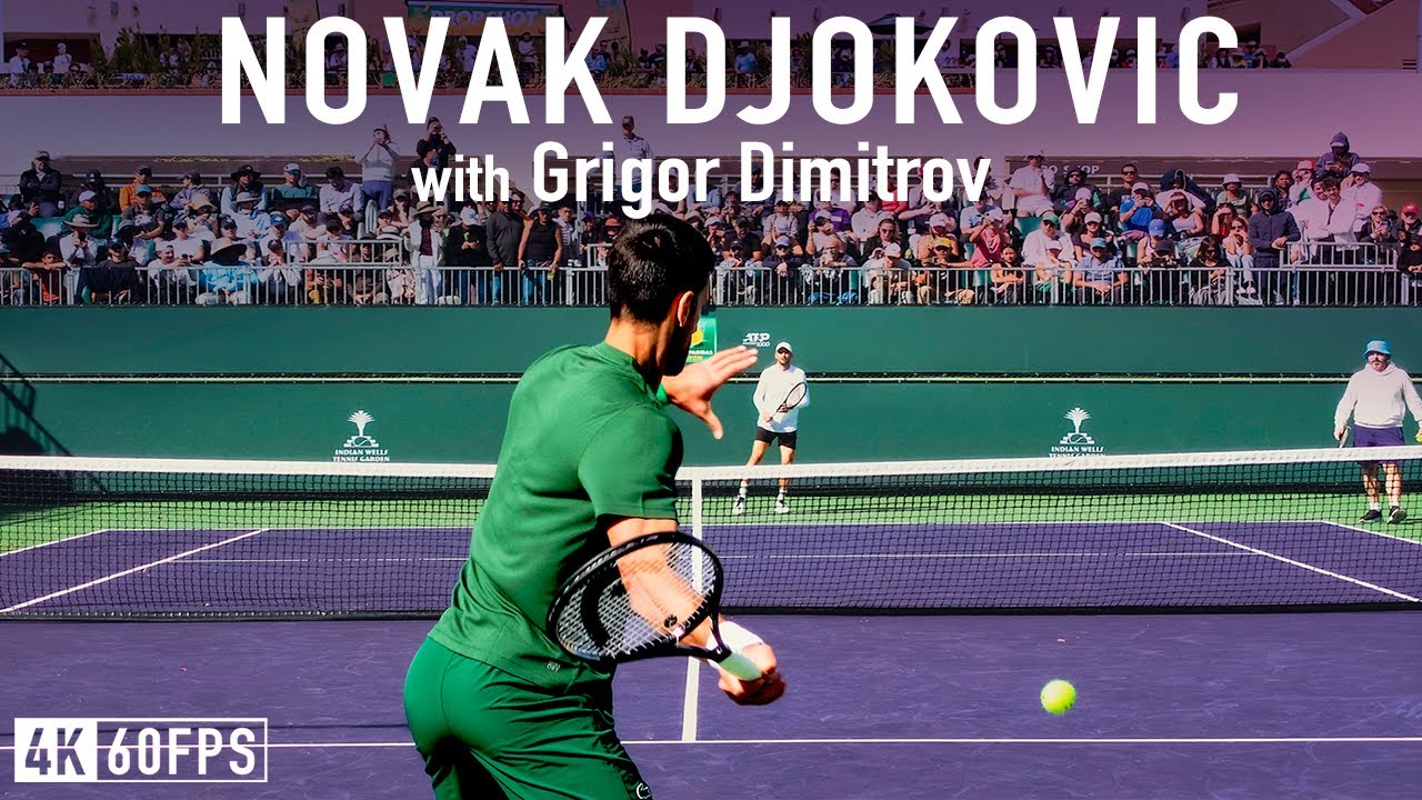 Novak Djokovic - Up Close Court Level Practice with Dimitrov [2025 IW]