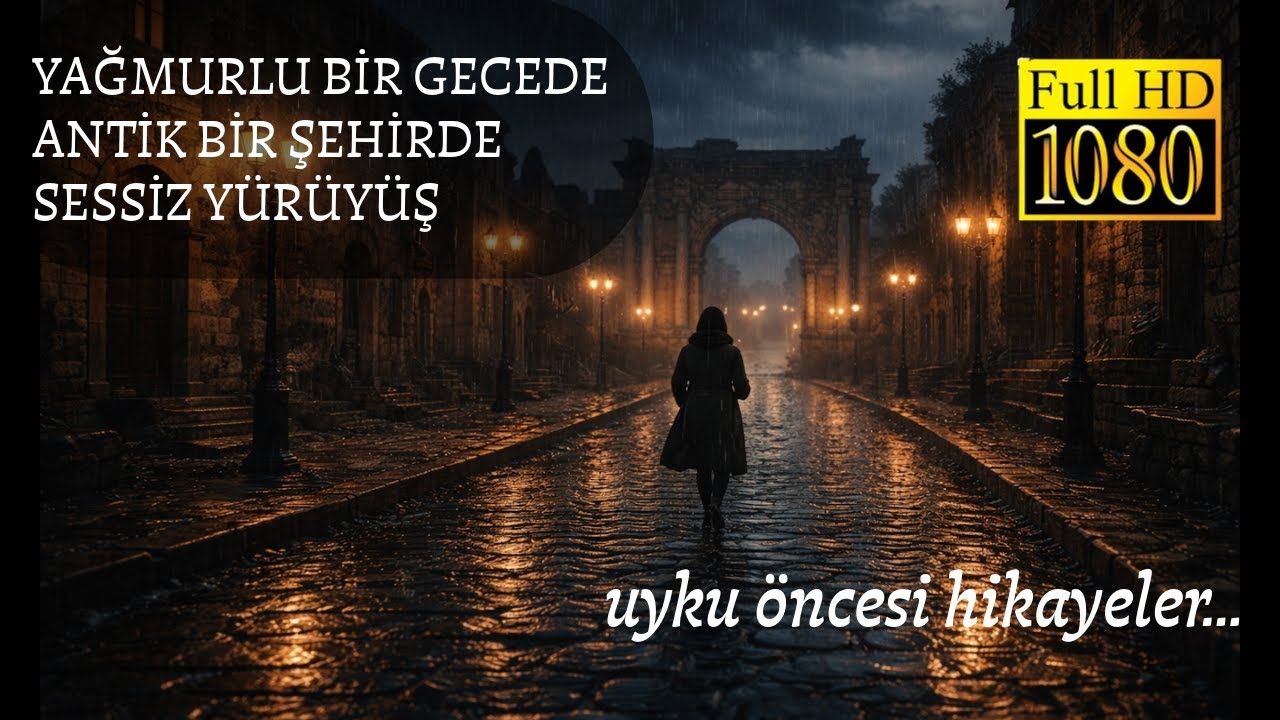 Uyku Hikayeleri Dinlendirici Hikayeler |Sesli Kitap|Yağmurlu Bir Gecede Antik Şehirde Sessiz Yürüyüş
