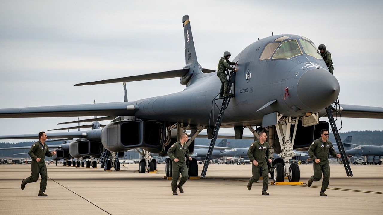 High Alert! U.S. Air Force B-1B Lancer Pilots Execute Full-Throttle Takeoff