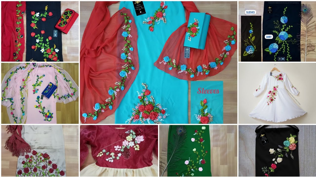 Top 30+ Ribbon Embroidery dresses||Embroidery shirt ideas||Handmade embroidery||Ribbon work