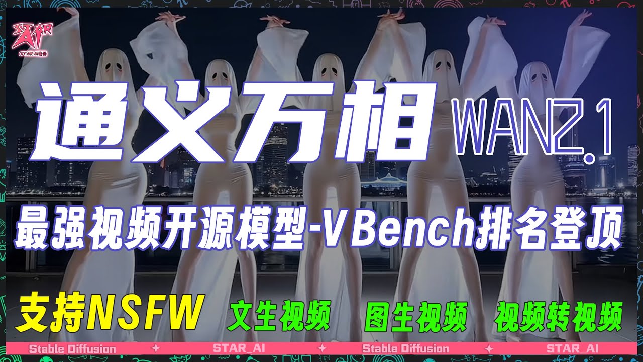 【王炸来袭】通义万相WAN2.1 又一个国产模型VBench登顶，阿里最新开源视频生成模型支持NSFW，文生视频，图生视频，视频转视频。无需部署一键制作AI友女